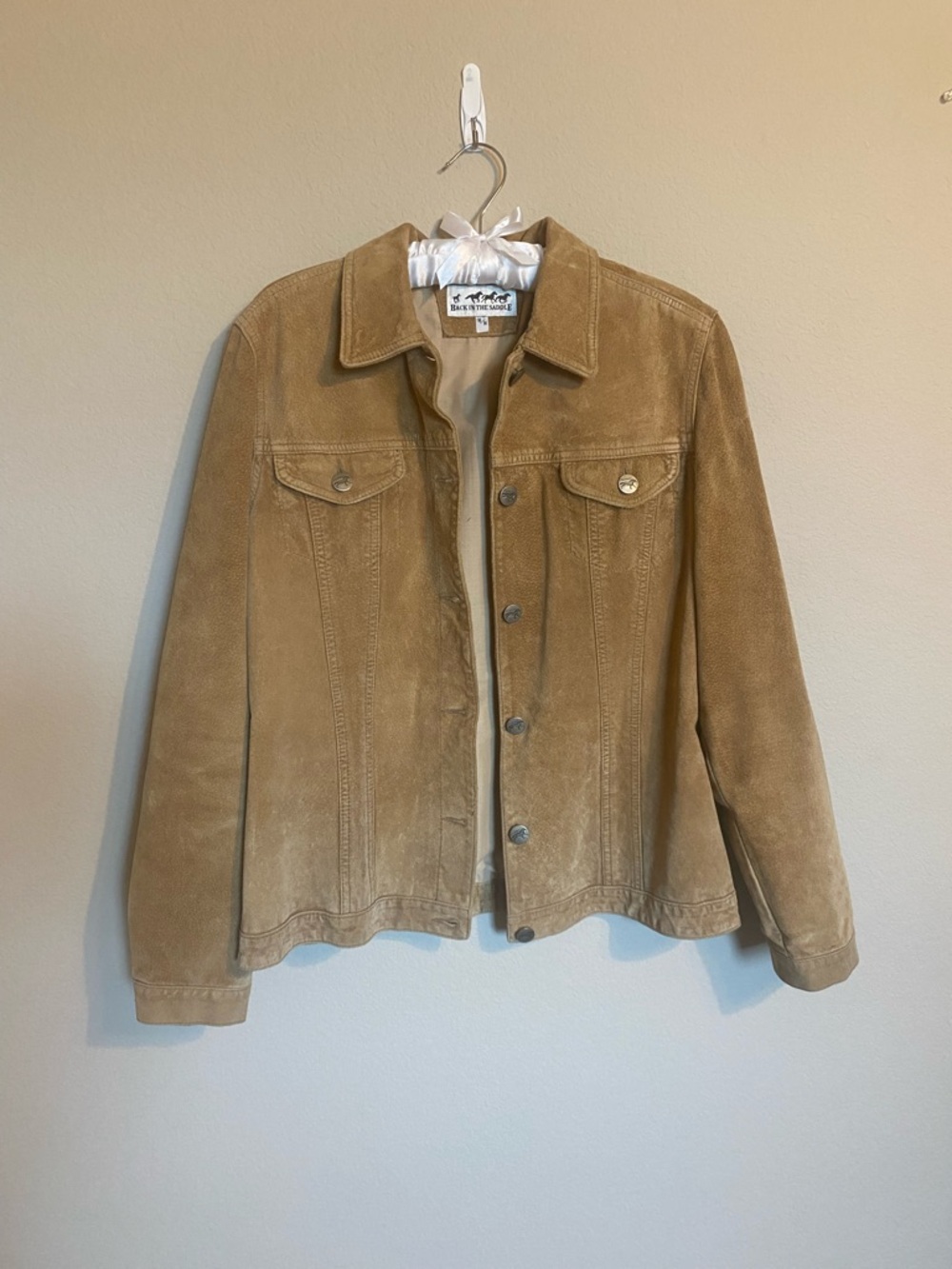 Vintage Suede Jacket in Tan - Women’s Classic Button-Up